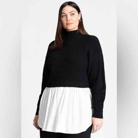 Eloquii Sweaters - ELOQUII Twofer Skirted Sweater black Sz 26/28